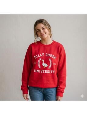 Silly Goose University Est 1973 Women's Red Casual Novelty Sweatshirt Size S